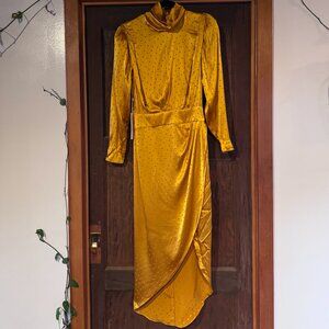 Ronny Kobo Blake mustard gold polka dot wrap dress